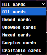 The collection dropdown